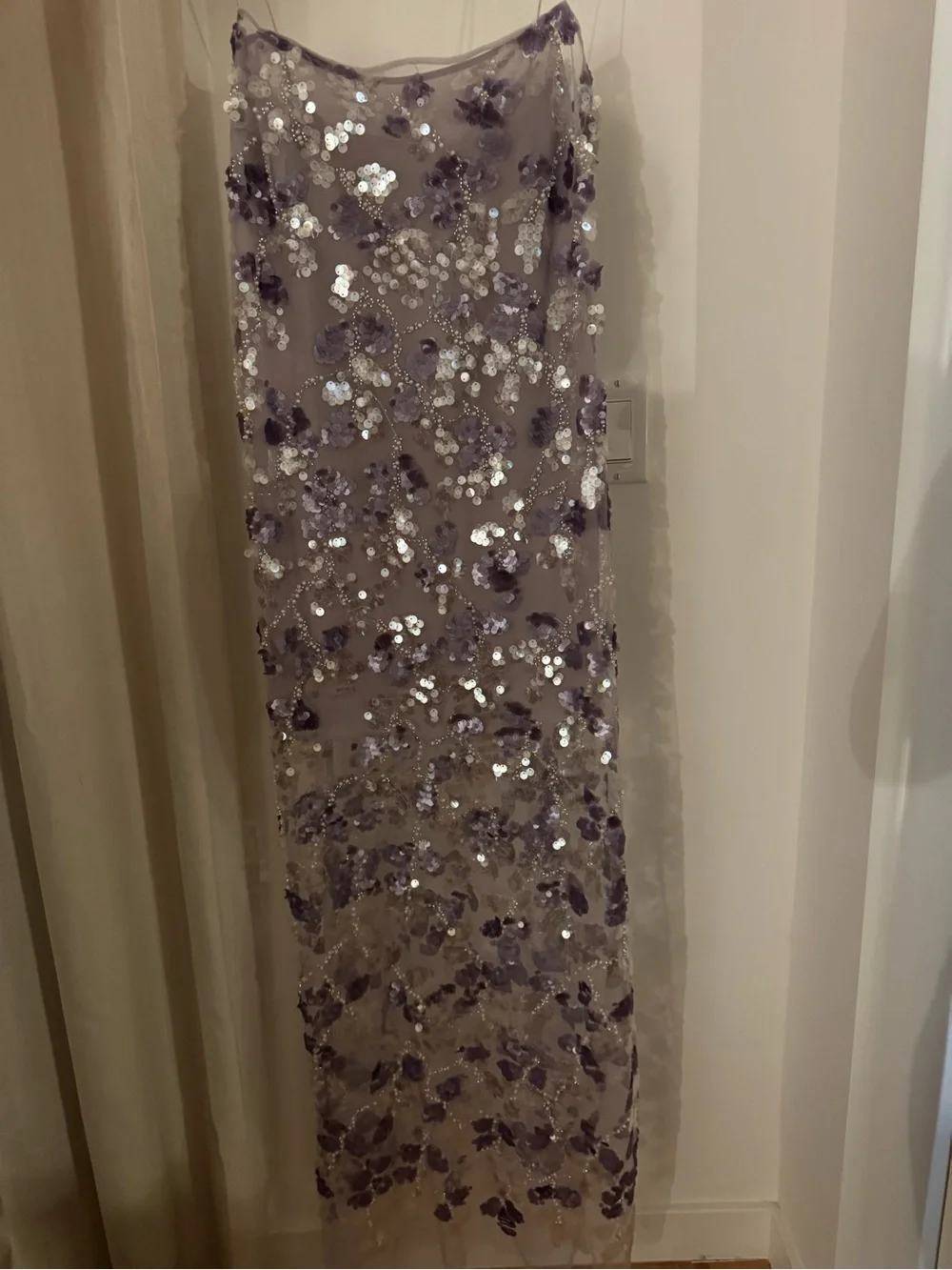 Mango Lavender Sequin Strapless Sheer Maxi Dress - Picture 3 of 4